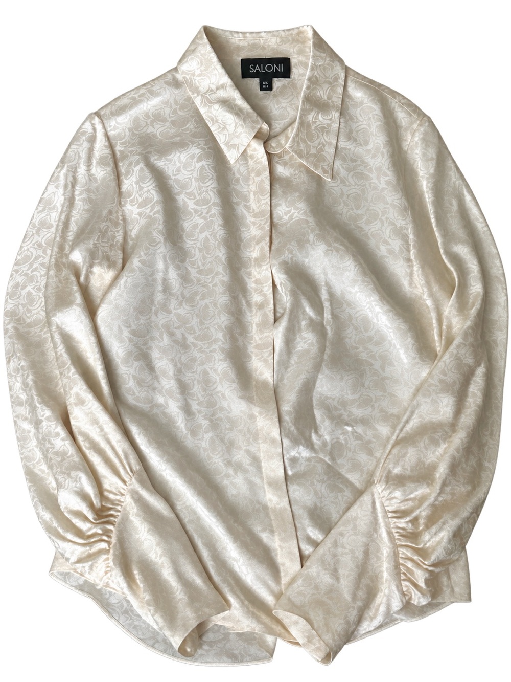 Saloni Cream Satin Jacquard Button-Up Shirt 2